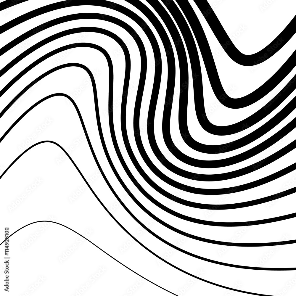 Poster simple pattern with irregular, wavy - billowy lines. monochrome