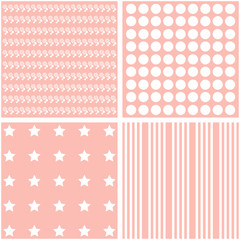 Set of 4 pink background patterns.