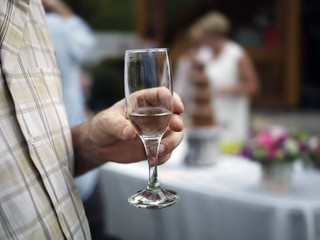 Hand With Glass Of Champagne