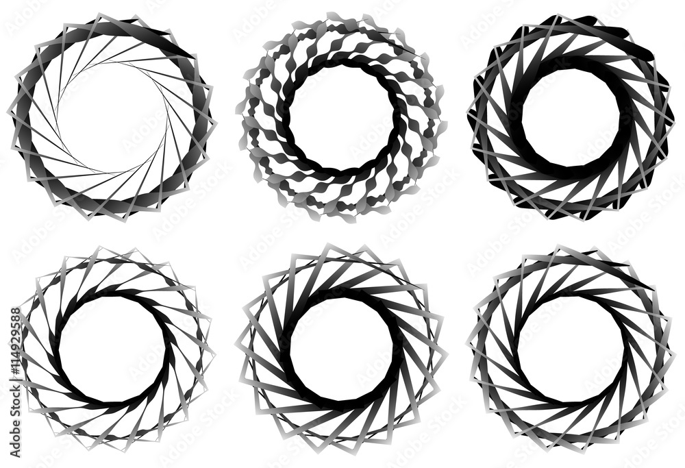 Poster Set of 6 circular geometric element. Abstract geometry shapes