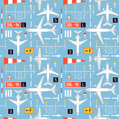 Seamless vector pattern with passenger airplanes number four can be used for graphic design, textile design or web design.