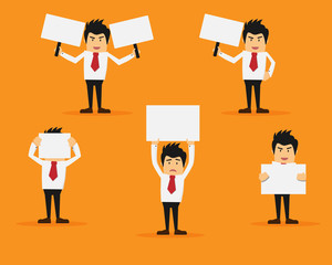 businessman  holding colorful white cards