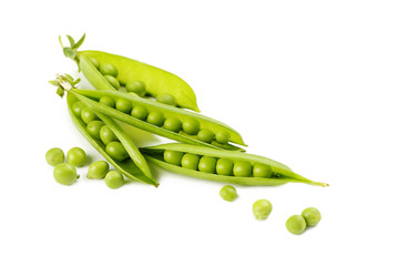 Green peas isolated on a white background