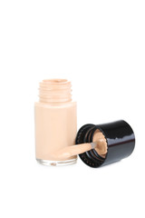 Liquid foundation in the bottle isolated on a white