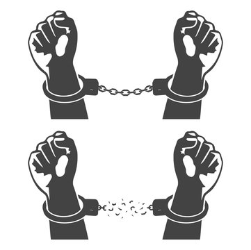 Human Hands In Handcuffs