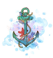 Vintage hand drawn anchor © artspace