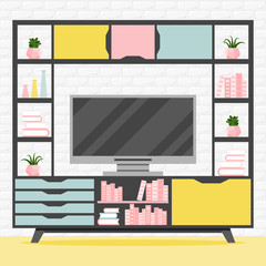 Vector illustration with TV table