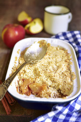 Apple crumble - traditional english dessert.