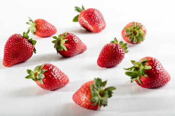 Nine juicy strawberry on the table