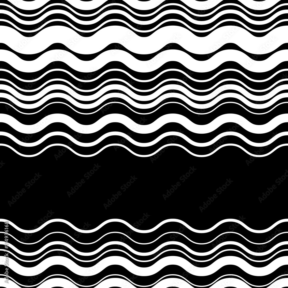 Aufkleber wavy, zig-zag horizontal parallel lines. abstract monochrome sea