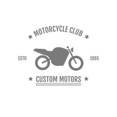 Vintage motorcycle club logo illustration. Moto label badge vector grey icon. Bike club logos vector design element and template.