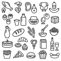Food  icons set outline