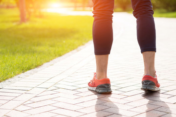 Male runner preparing for training