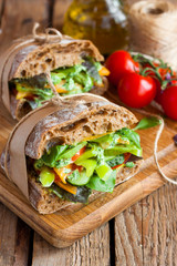 veggie sandwich with vegetables and pesto
