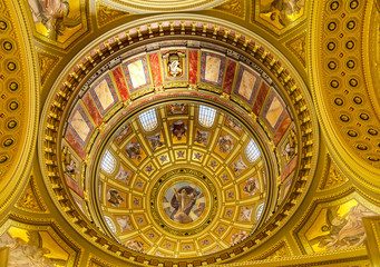 Fototapeta na wymiar God Christ Dome Basilica Arch Saint Stephens Cathedral Budapest