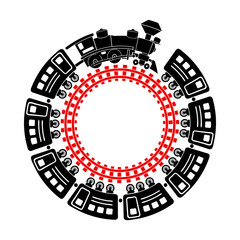 Train and round railway icon in simple style isolated on white background
