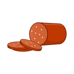 Salami icon in cartoon style isolated on white background. Food symbol