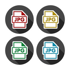 JPG file format square flat icons set