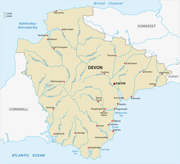 vector map of the county devon, england