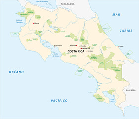 vector map of the national parks of Costa Rica