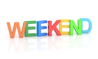 Weekend inscription, colored word. 3D rendering