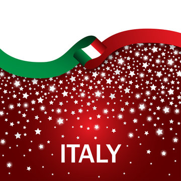 Italy sport style flag ribbon falling stars style. Vector Illustration