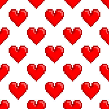 Pattern with pixel hearts