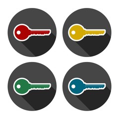 Color key flat icons set