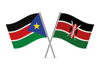 South Sudan and Kenyan flags. Vector illustration.