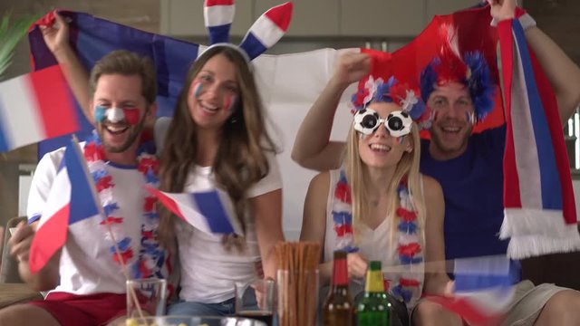 viva la France, soccer fans cheering for team