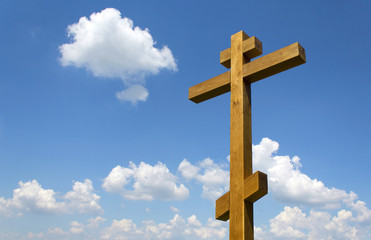 cross on a blue sky background
