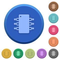 Embossed integrated circuit buttons