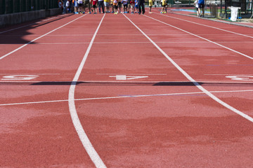close up of the athletics track