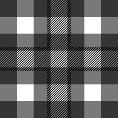Seamless tartan pattern. repeated plaid twill tile texture. black and white palette vector illustration.