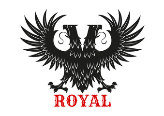 Royal double headed eagle black heraldic symbol