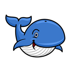 Blue baleen whale cartoon character