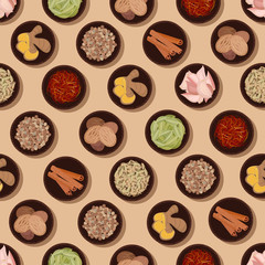 Fragrant spices and condiments seamless pattern