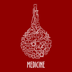 Medical icons arrange in a shape of enema
