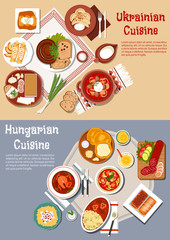 Hearty ukrainian and hungarian dinners flat icon