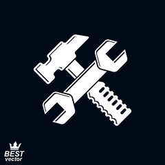 Simple vector wrench and hammer crossed. True graphic reparation