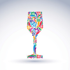 Fantasy decoration, art design goblet with bright flower-pattern