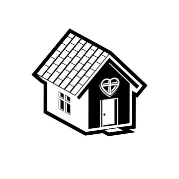 Family house abstract icon, harmony at home concept. Simple vect