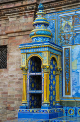 Detalle de un banco de la Plaza de España, Sevilla, Andalucía, España