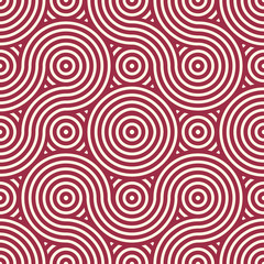 Red vector endless pattern created with thin undulate stripes an