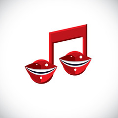 Vector art illustration of musical note created with human lips