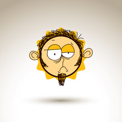 Vector hand drawn cartoon sad depressed boy. Web avatar theme gr