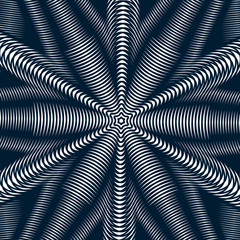 Optical illusion, creative black and white graphic moire backdro