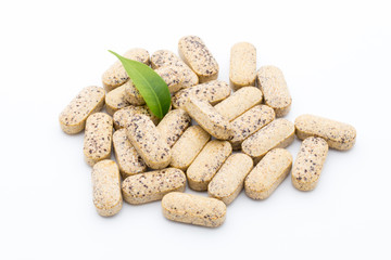 Alternative Medicine. Vitamin capsules. Homeopathic supplement.
