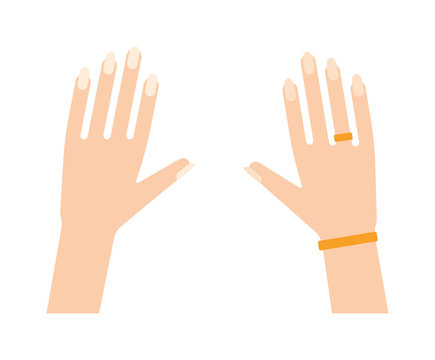Flat human hands isolated creativity concept. Hands fingers symbol isolated, flat style hands working. Touch vector human hand drawn elements. People body parts