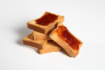 five biscuits with jam